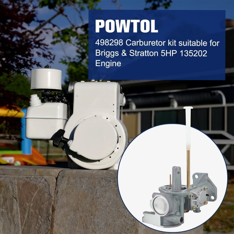 Powtol 498298 Carburetor for 495426 135202 135200 130200 112200 5HP Small Engine 495951 492611 490533 692784 - Image 2